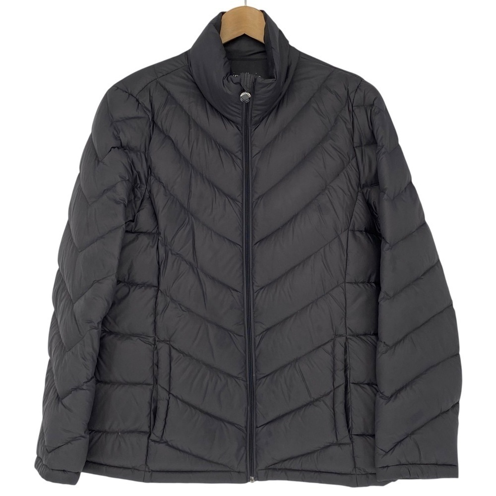 Calvin Klein Gunmetal Gray Lightweight Packable Puffer Down Jacket Wms Sz L